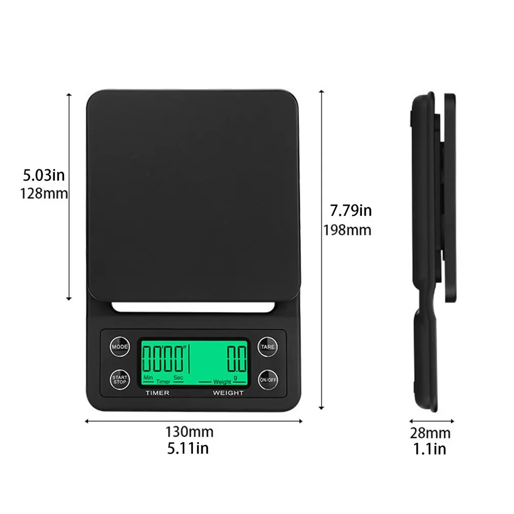 

5kg/0.1g Coffee Scale With Timer Portable Electronic Digital Kitchen Scale High Precision LCD Electronic Scales