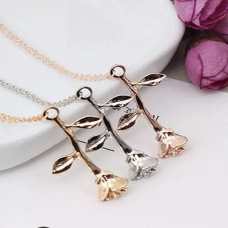 Европейский и американский изысканный элегантный трехцветный розовый кулон