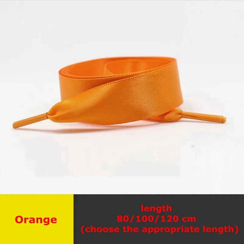 Orange 1 пара атласные шелковые Ленточные шнурки для обуви Женские Романтические белые шнурки для отдыха на открытом воздухе шнурки 80 см/100 см/120 см - Цвет: Orange