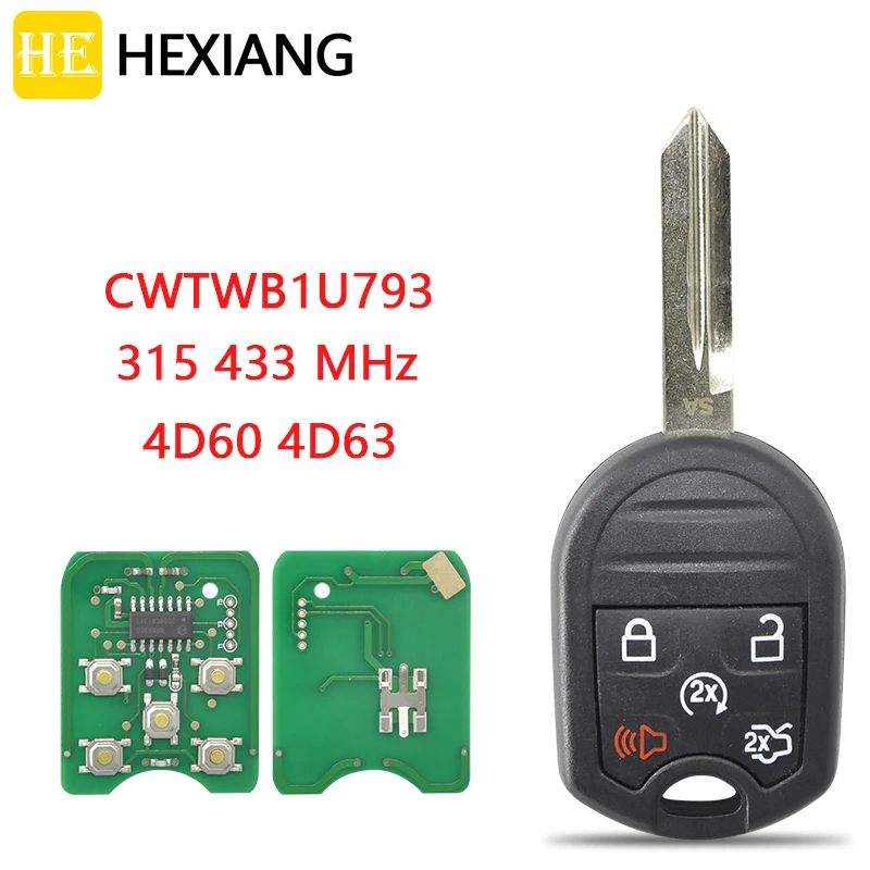 

HEXIANG Remote Control Car Key For Ford Expedition Explorer Taurus Flex FCCID CWTWB1U793 315/433MHz With 4D60 4D63Chip