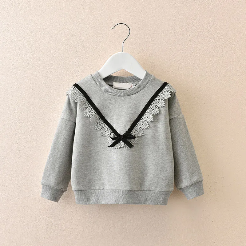 Lememogo Spring Fall Winter Baby Girls Shirts Clothing Kids Cartoon Solid Pink Long Sleeve Lace Bow Tops Toddler Gift Clothes