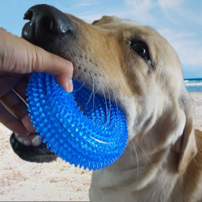 

Squeak Large Dog Toy TPR Training Pet Toys Funny Chew Thorn Circle Ring Small Dog Toothbrush Clean Teeth Bite Ball Puppy Product