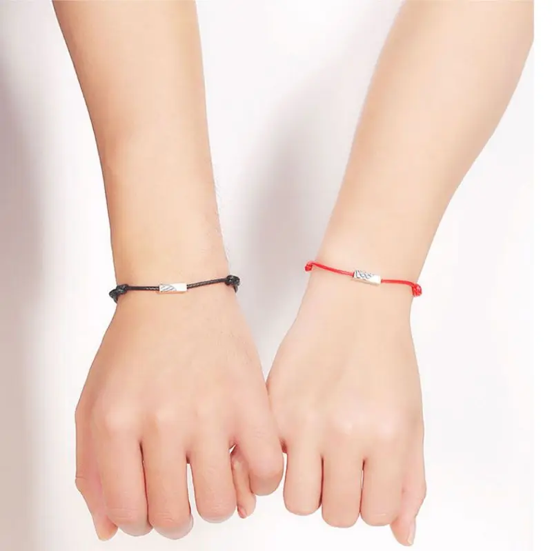 

2Pcs Minimalist Lovers Matching Friendship Bracelet Rope Braided Couple Magnetic Distance Bracelet Kit Lover Jewelry 2021