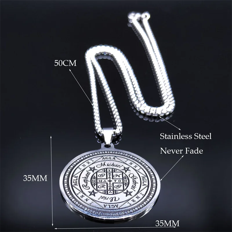 Волшебный Талисман из нержавеющей стали ожерелье с колесом удачи (Agla-INRI) защита