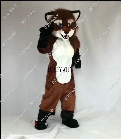 Косплей с длинным мехом рисунком лисы собаки кота костюм фурри талисмана