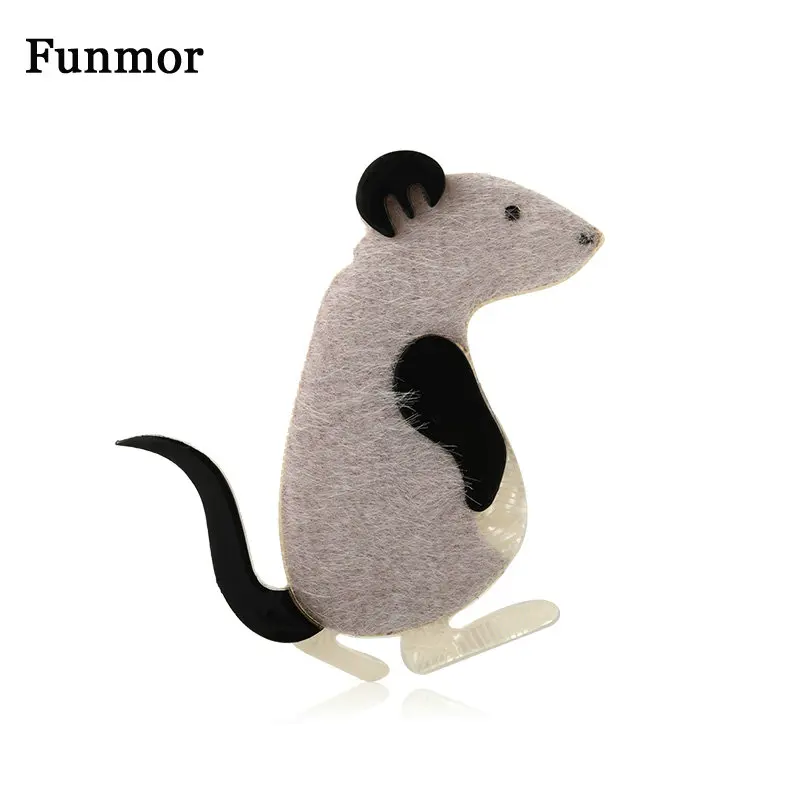 Funmor Новые Броши с животными в форме мыши булавки из искусственной кожи Ювелирные изделия для женщин и мальчиков кардиганы блузка украшения аксессуары Bijoux