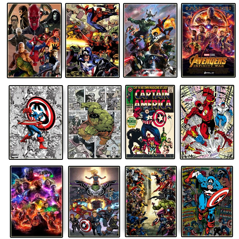 

Marvel Avengers Comics Poster Graffiti Art Captain America Infinity War Superhero Canvas Painting Print Wall Picture Home Decor
