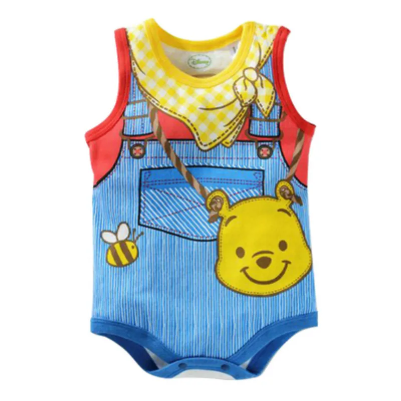 Новые летние детские комбинезоны для мальчиков без рукавов с мультяшным Микки и