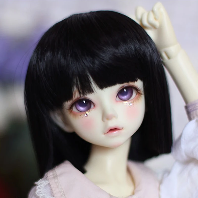 

2021 New Arrival 1/3 1/4 1/6 1/8 Bjd SD Wig High Temperature Cute Short Black Wire Hair