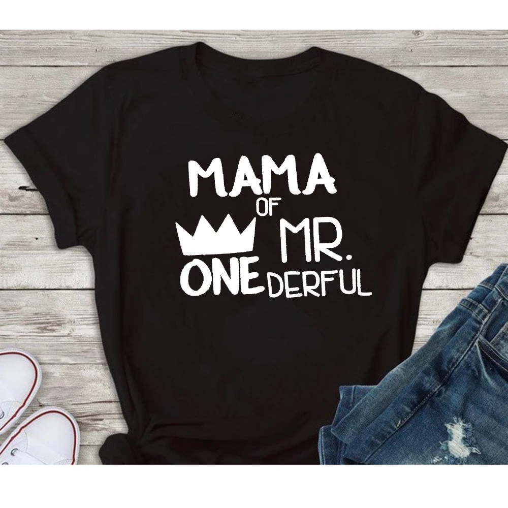 Camisetas de primer mam&aacute; y pap&aacute;, 1 unidad, padre de Mr onedderful, tops de Mama of the Wild One, padres de Mr Onederful, trajes-4