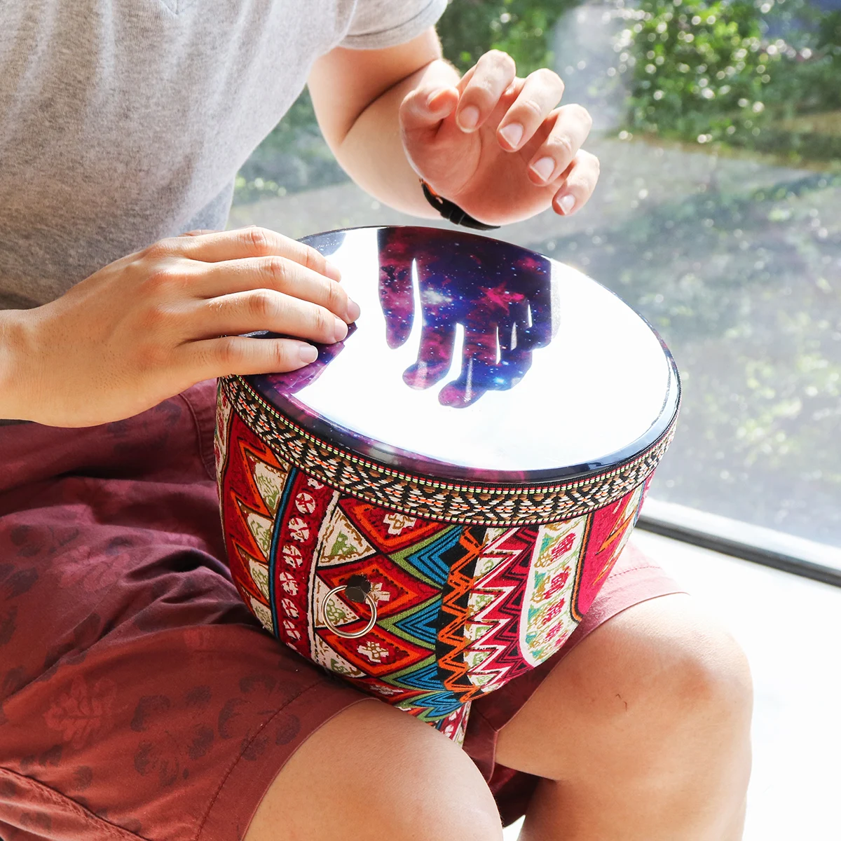 Цветной барабан для Djembe 8 дюймов АБС пластик бочка ПВХ звездное небо кожа детский