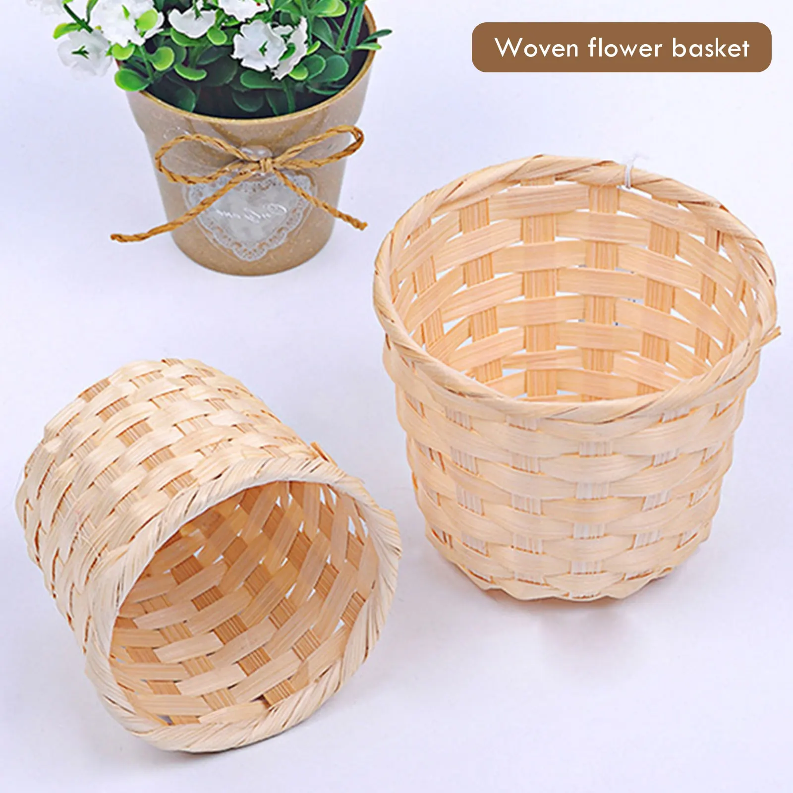 

Handmake Basket Desktop Finishing Home Storage Bamboo Weaving Products Sundries Organizer Rattan Plant Box Wicker Baskets