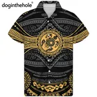 Рубашка Doginthehole мужская с воротником-кубинкой, винтажная Повседневная Удобная пляжная рубашка с этническим принтом, с короткими рукавами, в полинезийском стиле, на лето