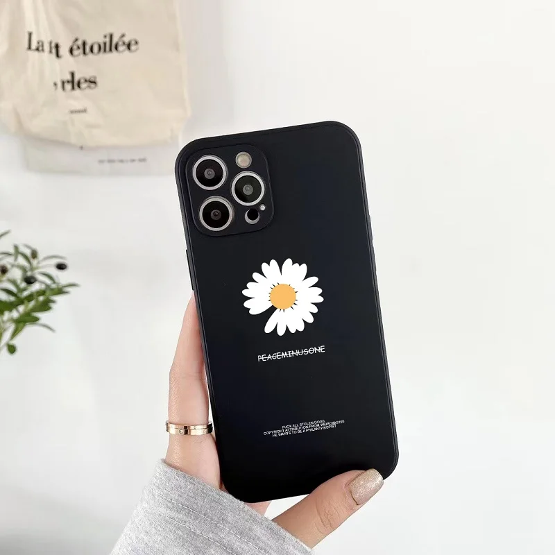 

Cartoon PEACEMINUSONE Flower Daisy brand Phone Case For iPhone 12 11 Pro Max X XR XS 7 8 14Plus Shockproof Soft Silicone Cover