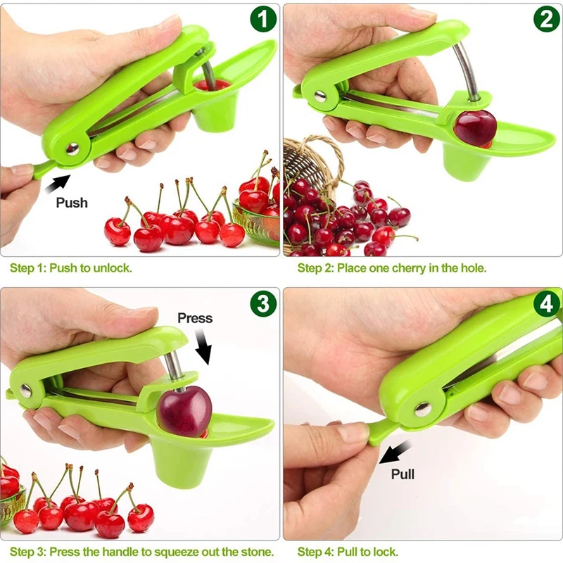 

2 Pieces Cherry Pitter, Heavy-Duty Cherry Pitter Remover Stoner Corer Tool with Food-Grade Cup Stainless Steel