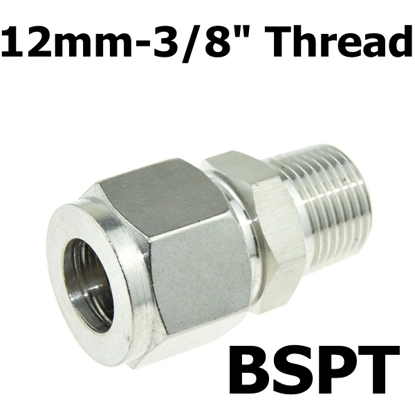 12mm OD Tube 3/" PT наружная резьба NPT x 6 мм 8 мм OD двойной наконечник трубки воздуха для компрессорной трубы разъем SS 304 нержавеющая сталь 1/4" 1/2" - Цвет: 12mm OD Tube