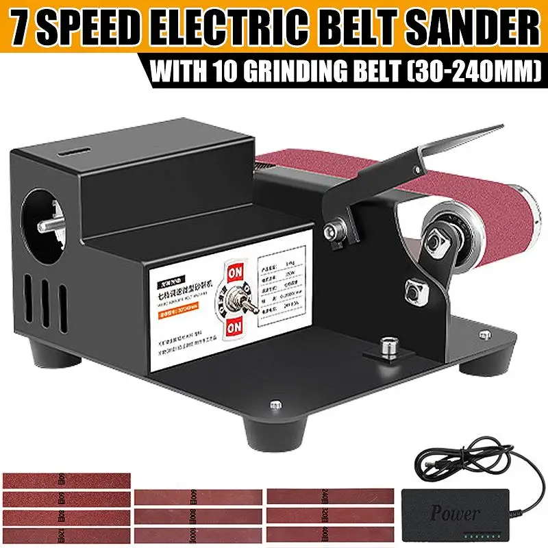 

250W 220V 7 Speeds DIY Polishing Grinding Machine Cutter Edges Sharpener Multifunctional Grinder Mini Electric Belt Sander Kit