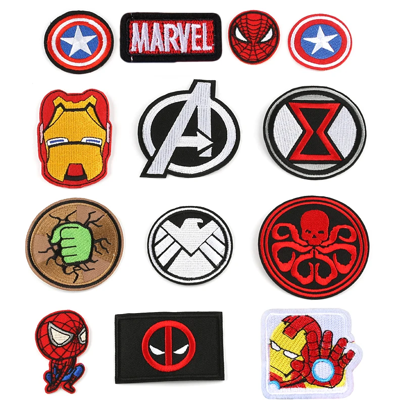 Marvel Iron man spiderman hulk captain America patches anime cartoon clothes patches Garment stickers embroidery cloth stickers