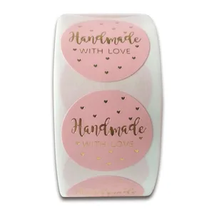 Золотые наклейки ручной работы с сердцем 1 дюйм свадебные наклейки 500 этикеток для вечерние украшения конверты печатные канцелярские наклейки