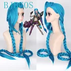 LOL костюм Джинкс wig 120 см Jinx синие косы Свободный парик Cannon с синими косичками синтетические волосы Jinx + шапочка для парика
