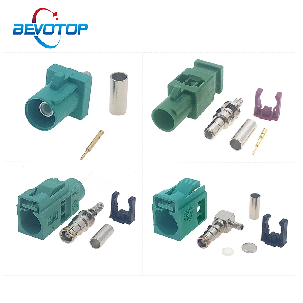 

Green Fakra E Male Plug / Female Jack RAL 6002 Fakra Connector RF Coaxial Soldering Wire Connectors for RG316 / RG174 Cable