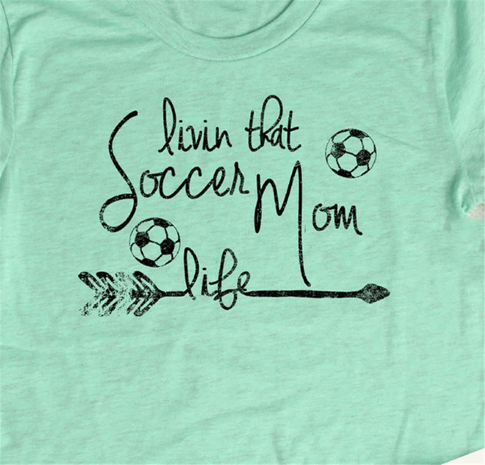 Футболка с короткими рукавами принтом Livin That Soccer Mom Life Sport новая модная