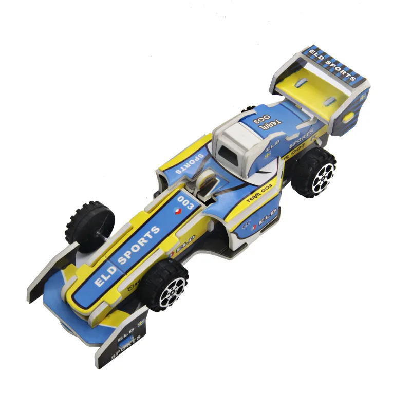 Coche de carreras para ni&ntilde;os, juguete de ensamblaje artesanal, rompecabezas de papel de tr&aacute;fico, juguetes educativos para ni&ntilde;os-5