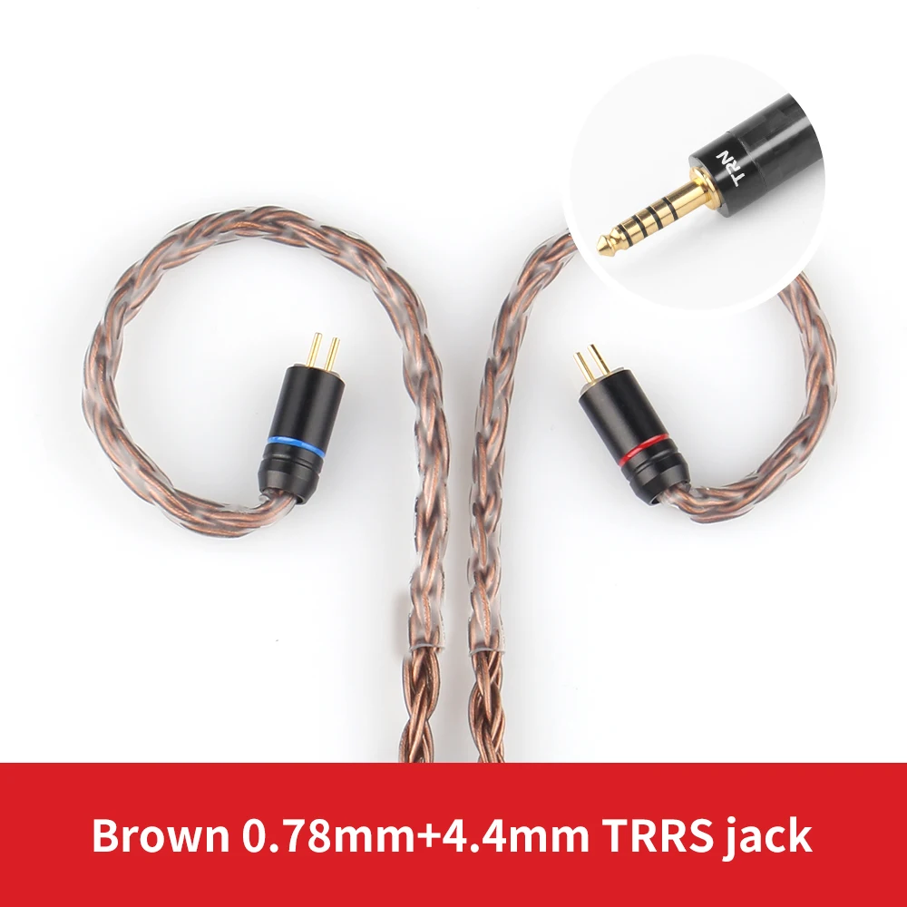 Brown 0.78mm 4.4mm Лампа указателя 16 Core с серебряным покрытием 2,5/3,5/4,4 мм балансный кабель для 0,75 0,78 2pin/разъемом mmcx обновления Hifi кабель для лампа указателя V80/плотным верхним ворсом KZ/TFZ - Цвет: Brown 0.78mm 4.4mm