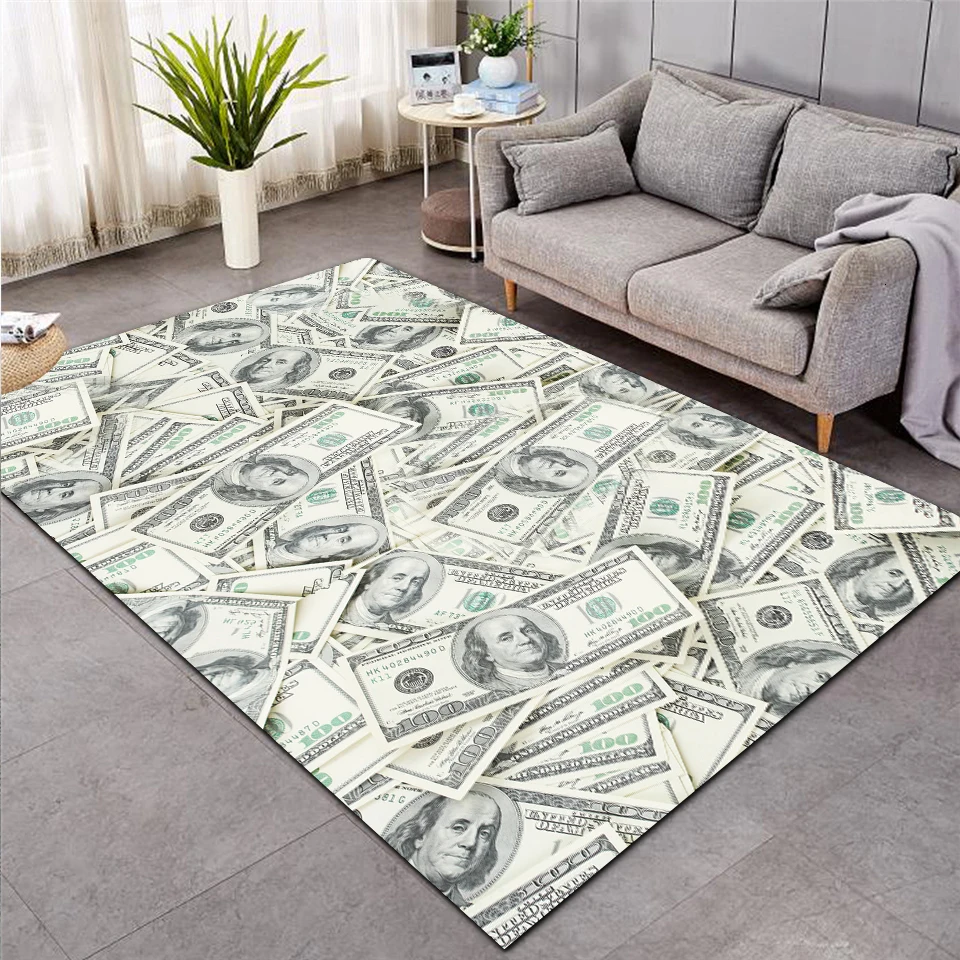 

New Money Dollar 3D Carpet for Living Room Area Rug Floor Mat Bedside Hallway Doormat Kids Bedroom Carpet Home Decoration