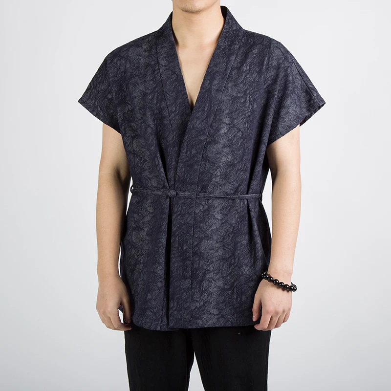 

Men's Summer Chinese Clothing Hanfu Short Sleeve T-shirt Male Loose Pullover Tees Shirts