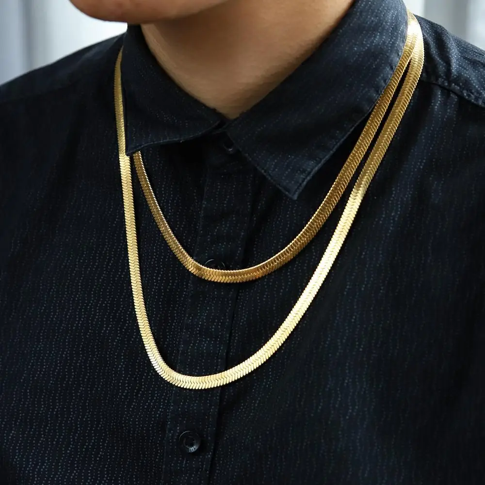 Из нержавеющей стали золотого серебряного цвета змея цепи Бутик 6 мм плоская