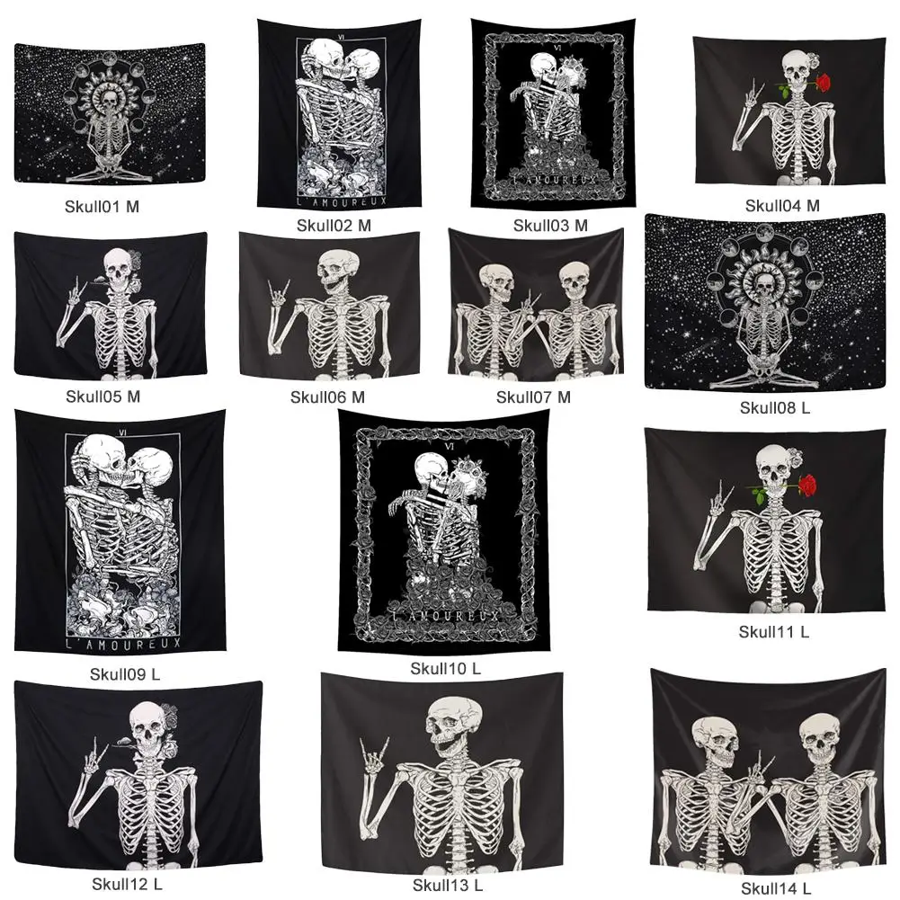 Гобелен с принтом мандалы и черепа Настенное подвесное одеяло коврик для йоги