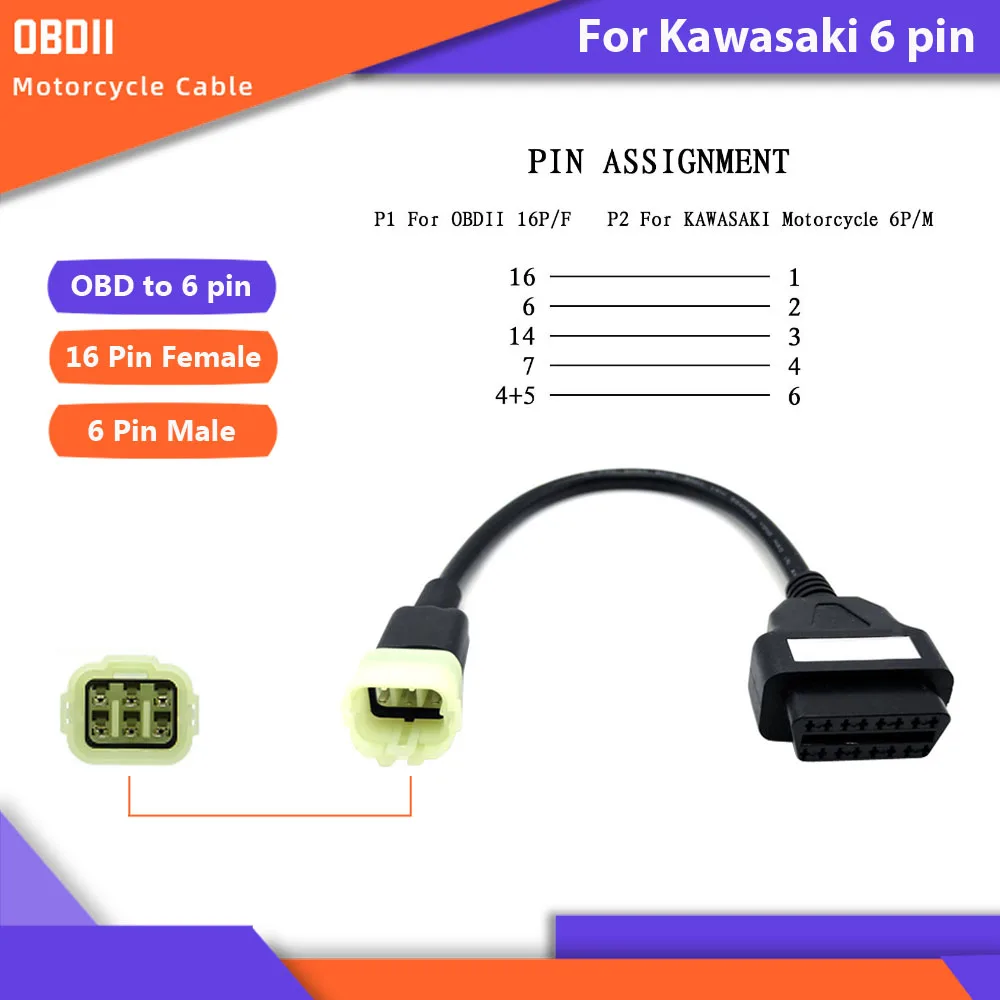 Кабель OBD2 для диагностики мотоцикла Honda 6Pin Suzuki KAWASAKI Ducadi 4Pin Yamaha 3Pin KYMCO |