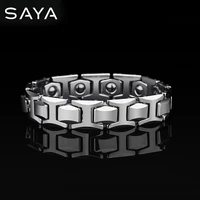 12mm width high polished tungsten carbide bracelet with magnet stones germanium for men jewelry engraving free shipping