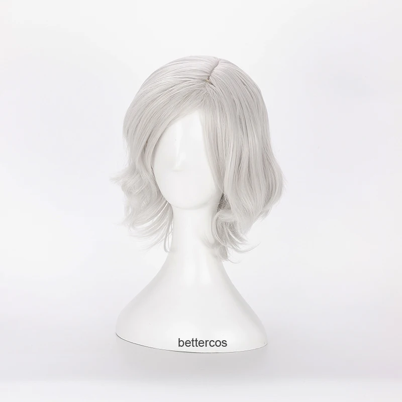 Жизнерастворимые парики для косплея V Короткие вьющиеся серебристые и белые