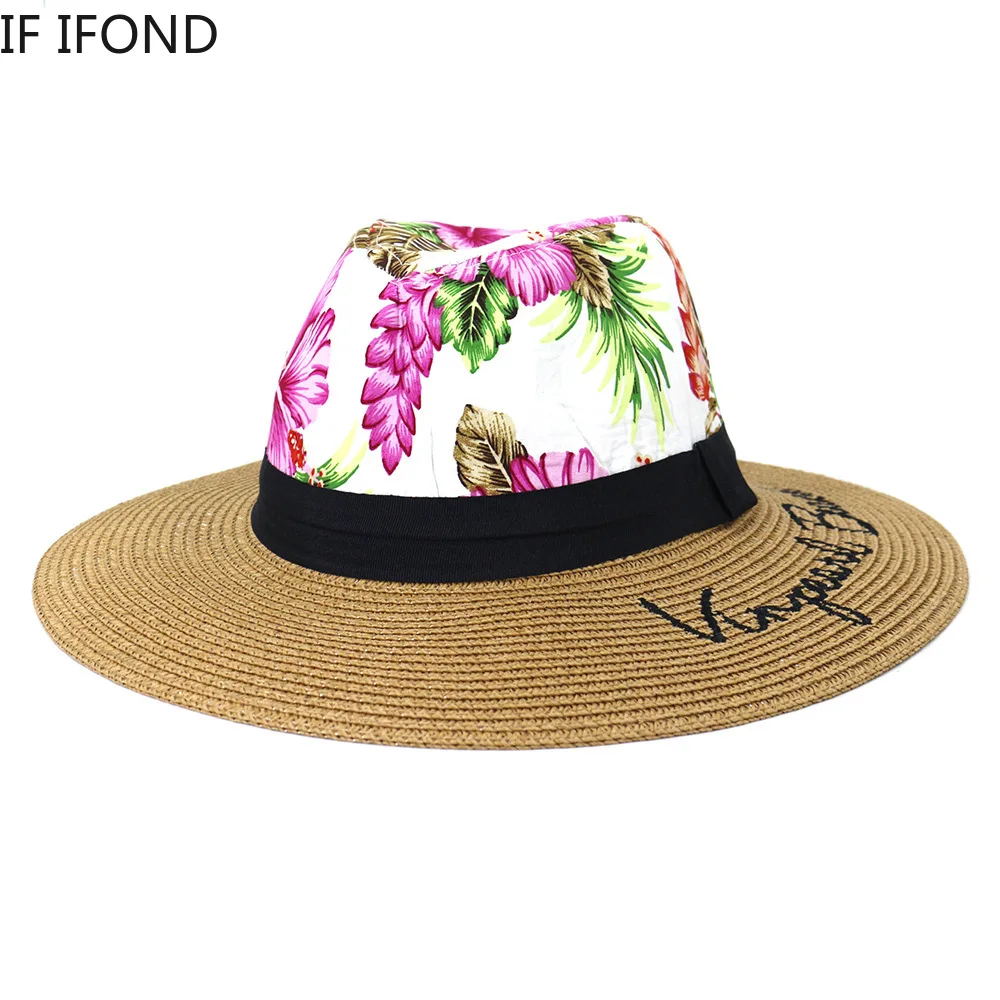 

Шляпа женская Соломенная с широкими полями, Панама в стиле ретро, цветная уличная пляжная Праздничная шапка с козырьком от солнца, в стиле п...