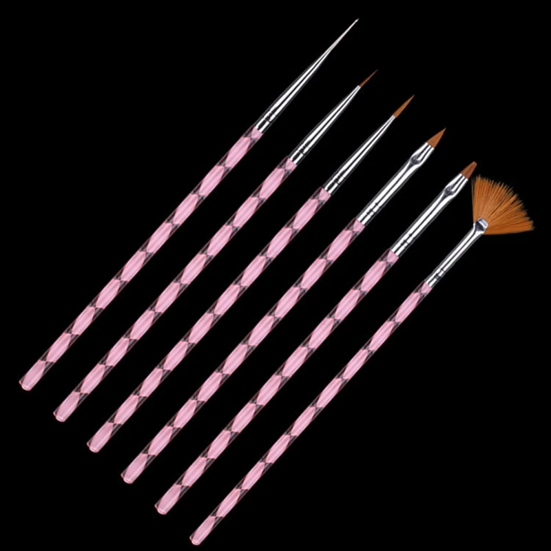 6 Pcs Nail Art Pens Phototherapy Spiral Rod Dual-End Brush Pen Manicure Tools For Modeling Carving Painting Dotting | Красота и