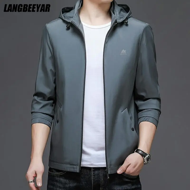 

New Fall Luxury Designer Brand Casual Fashion Designer Hooded Jacket Men Plain Windbreaker Korean Windproof Coats Men Clothing