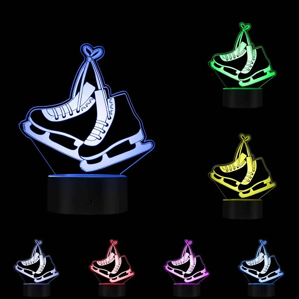Новинка 3D ночной Светильник для катания на коньках спортивный акриловый