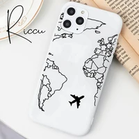 world map phone case for iphone 12 pro max mini 11 pro xs max 8 7 6 6s plus x 5s se 2020 xr candy white silicone cases cover