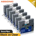 Absonic 6PK 9 мм для 121 Brother ламинированная этикетка 121 этикетки черный на белом Лента кассеты совместимы для Brother этикетировщик