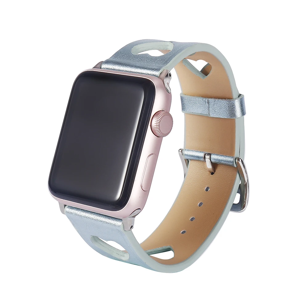 New band For Apple watch 42mm 38mm Leather hollow love woman lady pink strap for iwatch Series 1/2/3 Strap Watchband