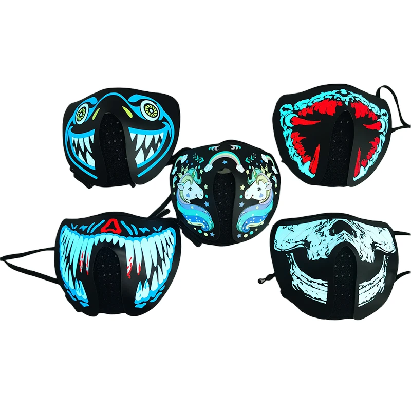 

Halloween Rechargeable Sound Activated Led Light Up Rave El Panel Party Mask