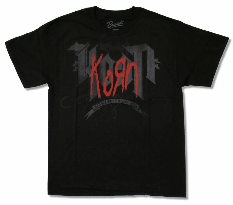 Korn Bakersfield Ca califoria Красная футболка с логотипом черная новая официальная|Мужские