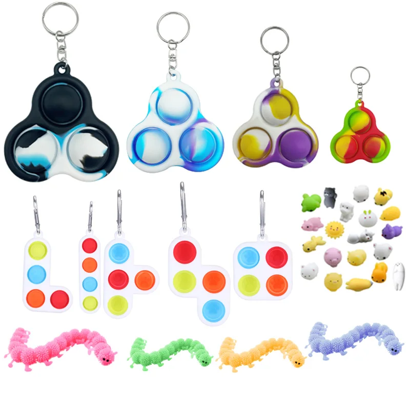 Llavero colgante de silicona para ni&ntilde;os y adultos, juguetes de descompresi&oacute;n para aliviar el juguete educativo para edades tempranas, blando y estrujable, regalo antiestr&eacute;s-0