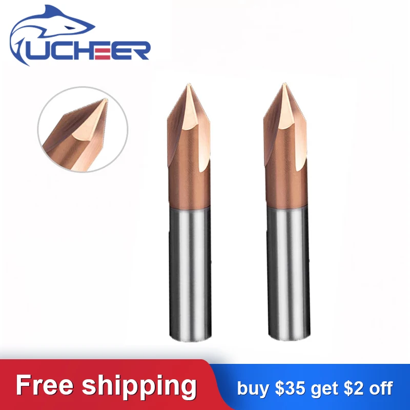 UCHEER 1 шт. 90 градусов HRC55 фреза карбидная фаска ЧПУ Концевую Фрезу Вольфрам