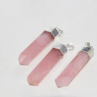 natural pink crystal rose quartz pendant women 2022 hexagonal stone silver plating jewelry long gem love necklace polish 6 point