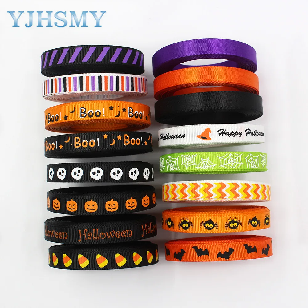 3/8'' 5yards Halloween printing Grosgrain Ribbons DIY Handmade Child Bow Wedding Decoration Gift Wrap Material |