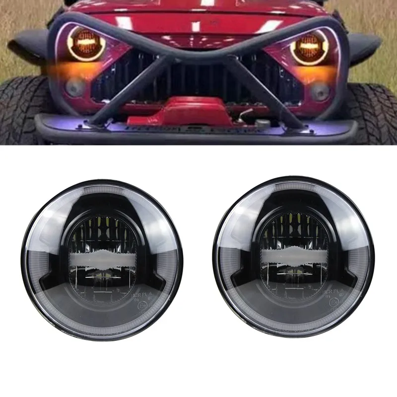 

Передние светодиодные фары DRL H4, автомобильные фары ближнего/дальнего света, указатели поворота, фары для Jeep Wrangler JK, 7 светодиодный одов