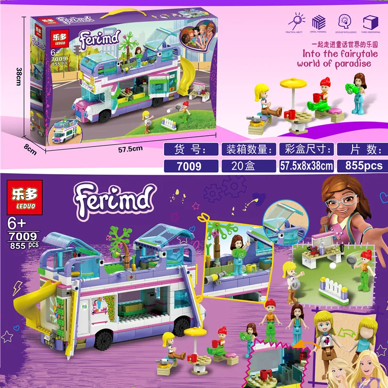 

In stock 2020 New Friends 855pcs Friendship Bus Compatible With 41395 Friends Building Blocks Bricks Christmas Toys